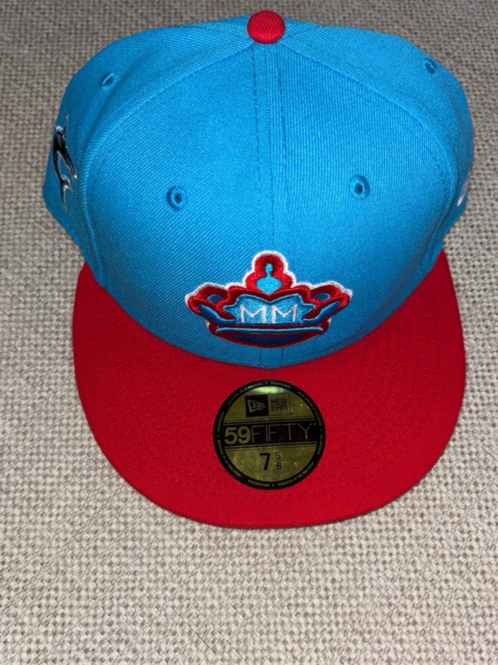 New Era Turquoise Crown Fitted Hat with Red Visor